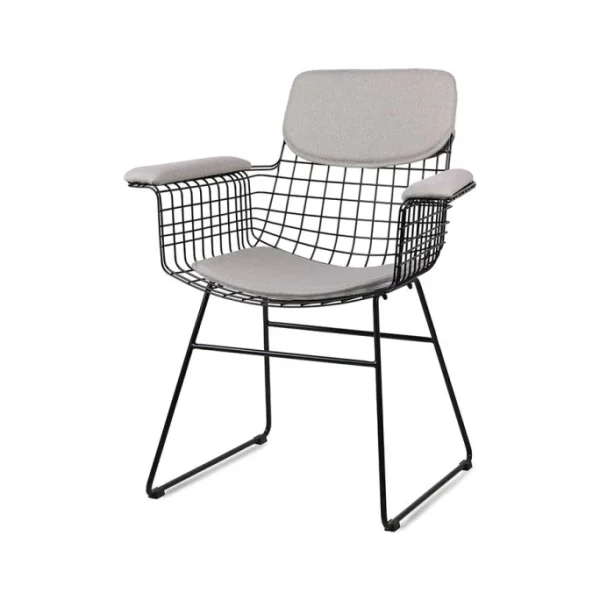 HK Living Sitzkissen Gefüllt Für Wire Chair Mit Armlehnen – 39×46 Cm – Rücken 22×41 Cm – Arm 39×9,5 Cm – Pebble 1