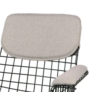 HK Living Sitzkissen Gefüllt Für Wire Chair Mit Armlehnen – 39×46 Cm – Rücken 22×41 Cm – Arm 39×9,5 Cm – Pebble 7