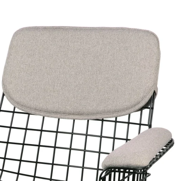HK Living Sitzkissen Gefüllt Für Wire Chair Mit Armlehnen – 39×46 Cm – Rücken 22×41 Cm – Arm 39×9,5 Cm – Pebble 3