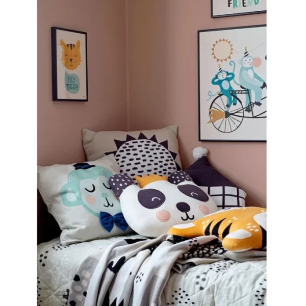 Södahl Monty Monkey Kinderkissen Mit Füllung – 45×45 Cm – Grau 4