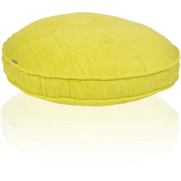 Farbenfreunde FRESH Frottee Stegkissen Rund – Mit Füllung – Ø 65 Cm – Höhe 10 Cm – Quitte 1